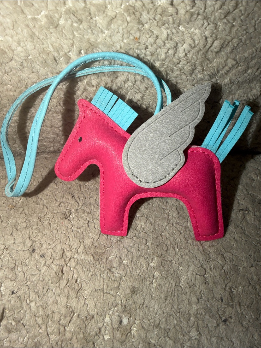 Pink Leather Pegasus Bag Charm Key & Card Holder